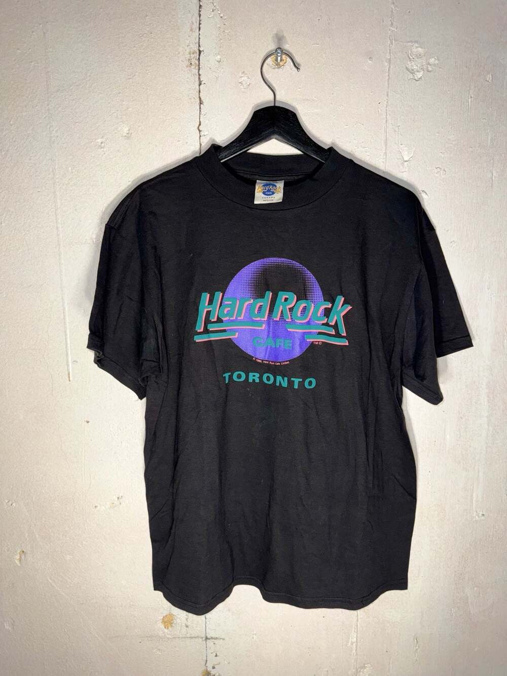 Vintage 1989 Hard Rock Cafe Toronto T-Shirt Tultex Tag Black Medium